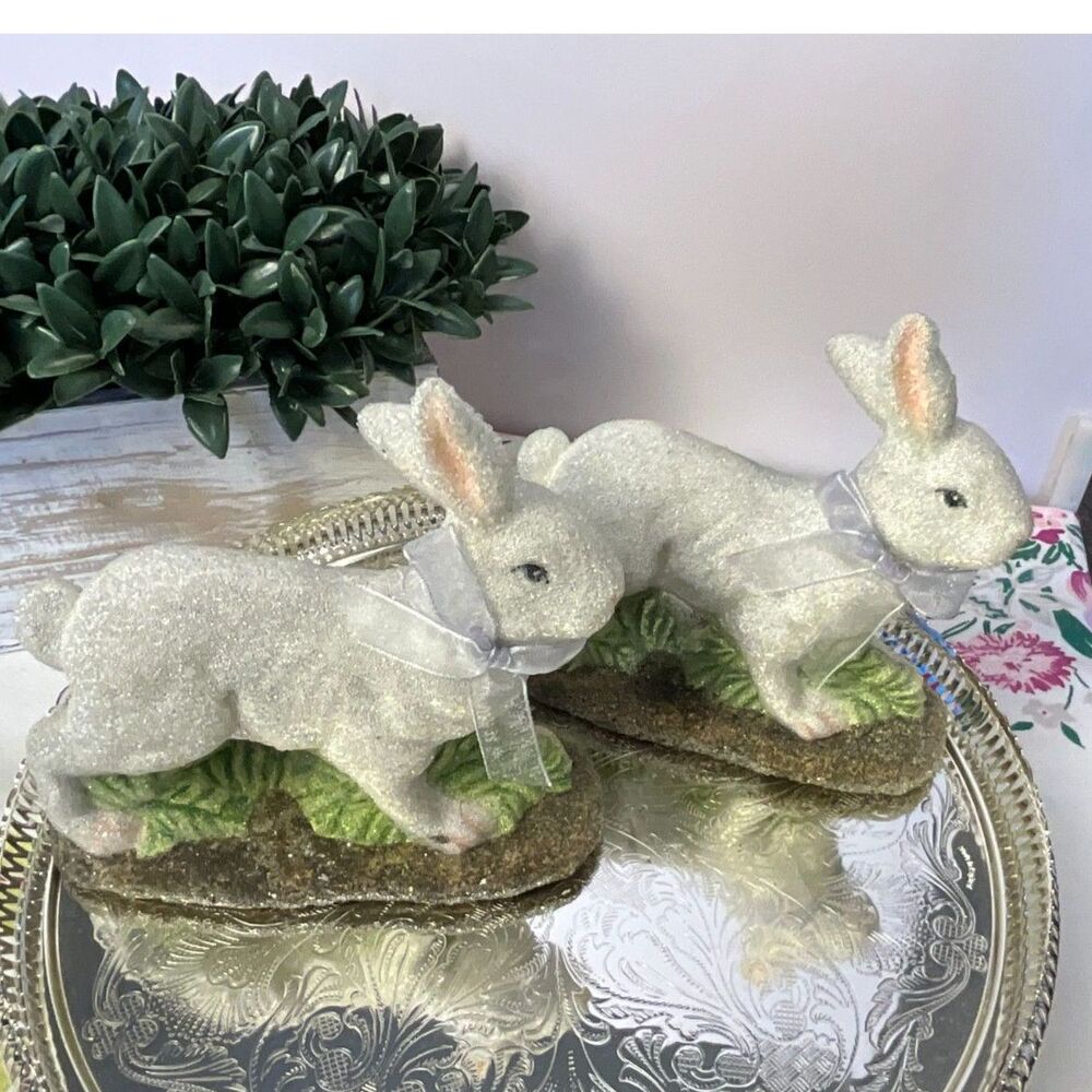 Midwest Cannon Falls Sugared Easter Bunny Rabbits set of 2 - Picture 2 of 7